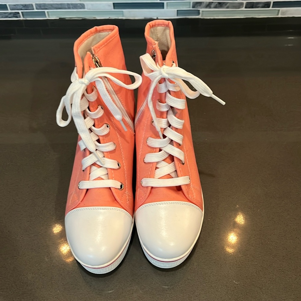 Maxstar Pink Wedge High Top Sneaker Size 8